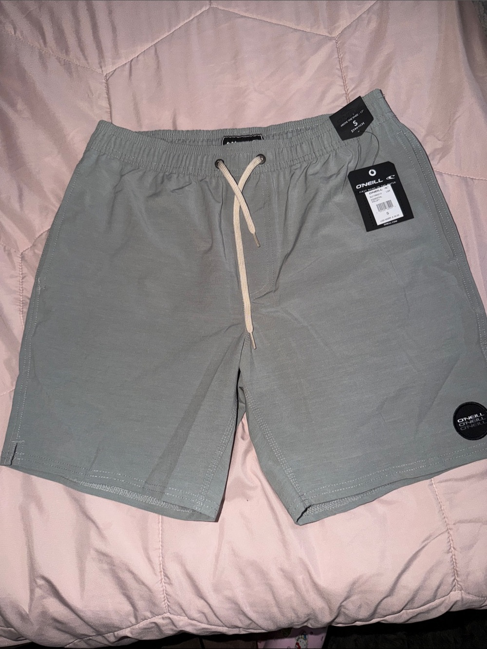 O'Neill Sage Green Elastic Waist Drawstring Shorts